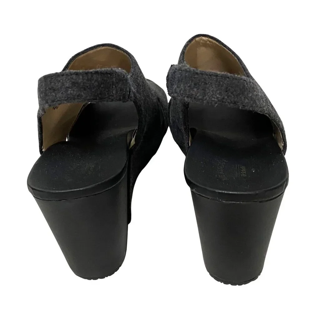 Dr Scholls Meringue WESLYN Platform Wedge Sandal Womens 9.5 Gray‎ Felt Chunky
